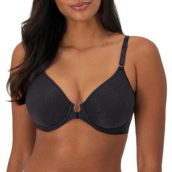 New Bali Womens 42D Black Underwire Comfort Revolution T-shirt Front Close Bra - Picture 1 of 5